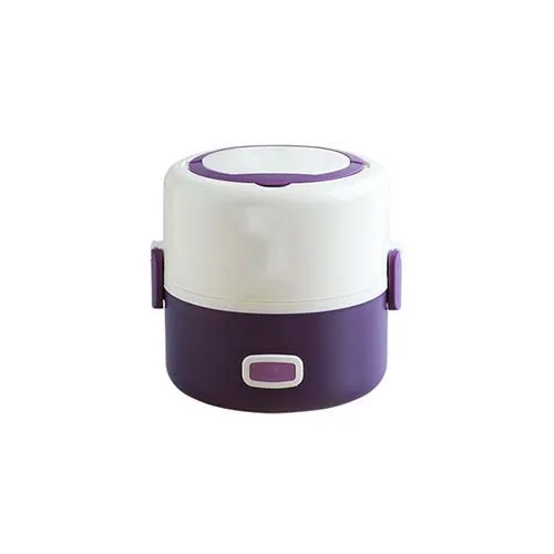 Purple single layer Электрический Ланч-бокс с подогревом, 220 В, Портативный Ланч-бокс с электрическим подогревом, контейнер для еды из нержавеющей стали, термос, Офисная коробка для еды - Цвет: Purple single layer