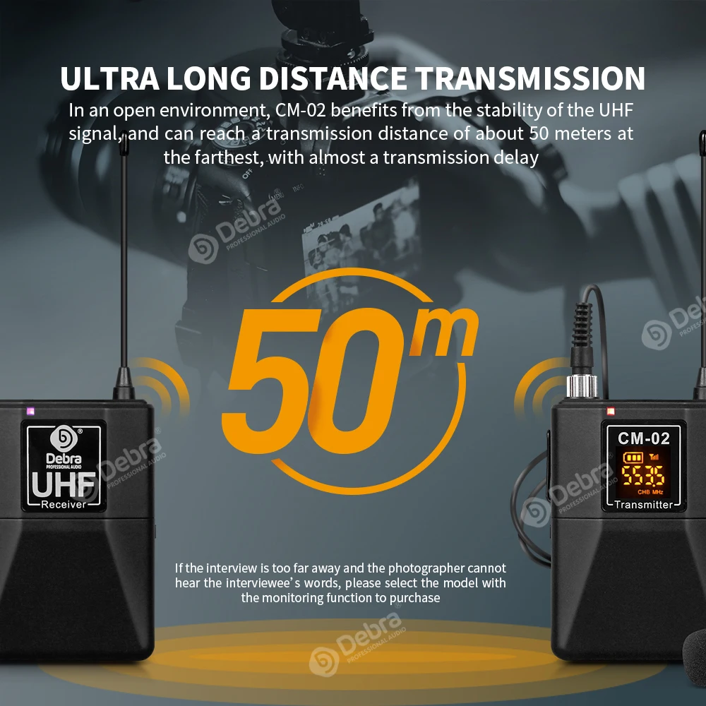 Профессиональный UHF беспроводной с монитором Lavalier микрофон диапазон 50 м для DSLR