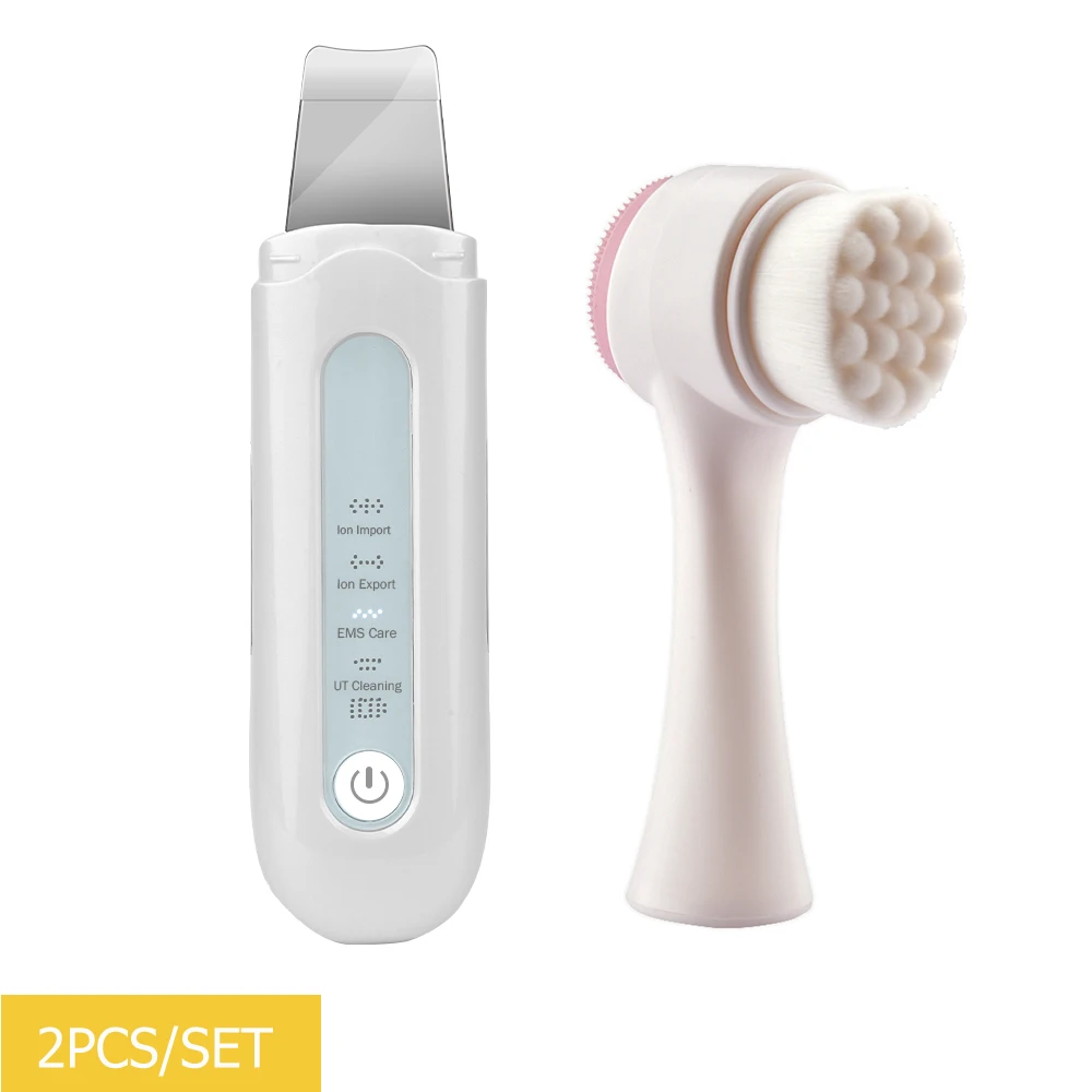  Ultrasonic Skin Scrubber Facial Peeling Extractor Lift UT Deep Cleaning Machine Ion Export Import +