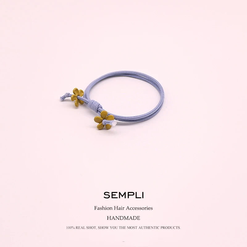 Sempli, 6 шт./лот, эластичные резинки для волос, завязанные маленькими цветами из сплава, для женщин и девочек, детские аксессуары для волос, резинки, новинка