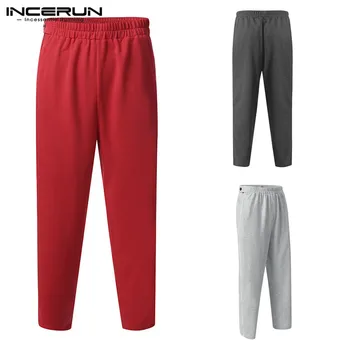

Men Sweatpants Elastic Waist Zippers Workout Solid Joggers Casual Trousers Men Bodybuilding Streetwear Track Pants S-5XL INCERUN