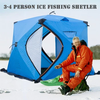 

Portable Ice Fishing Shelter Three Layer Cotton Warm Winter Ice Fishing Tent 3-4 Person Outdoor Camping Tourist Tent for Fishing