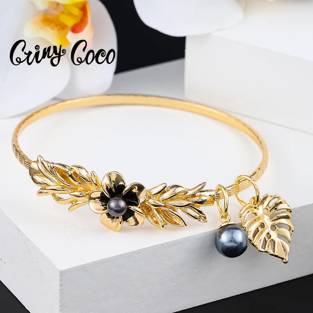 Cring Coco Плюмерия цветок браслеты Гавайская Полинезия Позолоченные Модные