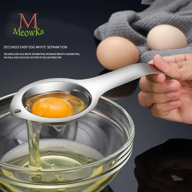 MeowKa яичный жидкий фильтр с длинной ручкой 304 из нержавеющей стали яичный желток и яичный белок сепаратор/кухня, выпечка