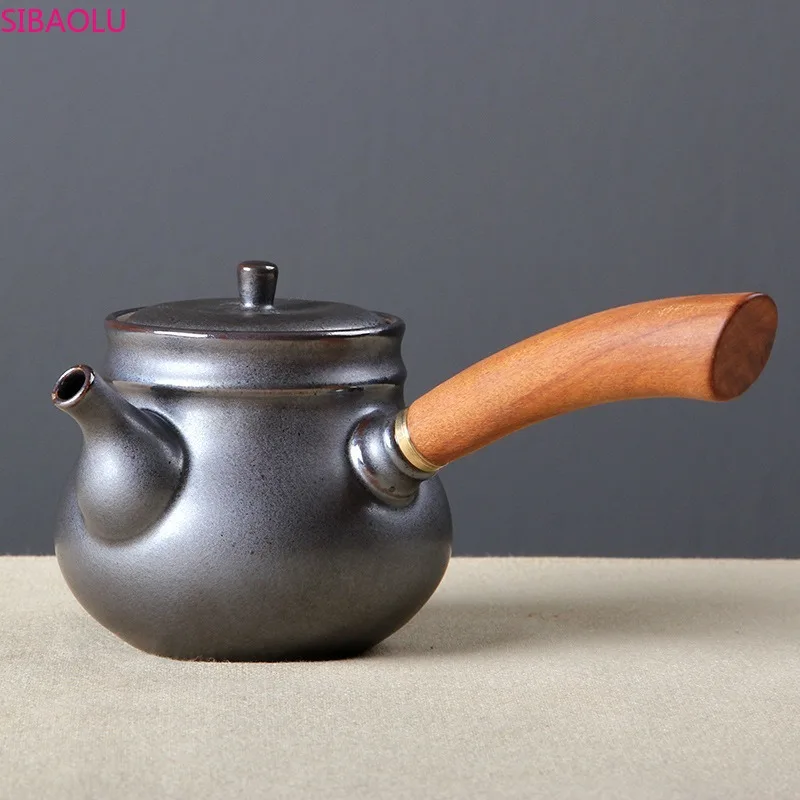 

Stoneware Tea Set Single Teapot Solid Wood Side Handle Teapot Kung Fu Tea Set High-end Gift Factory Direct Sales