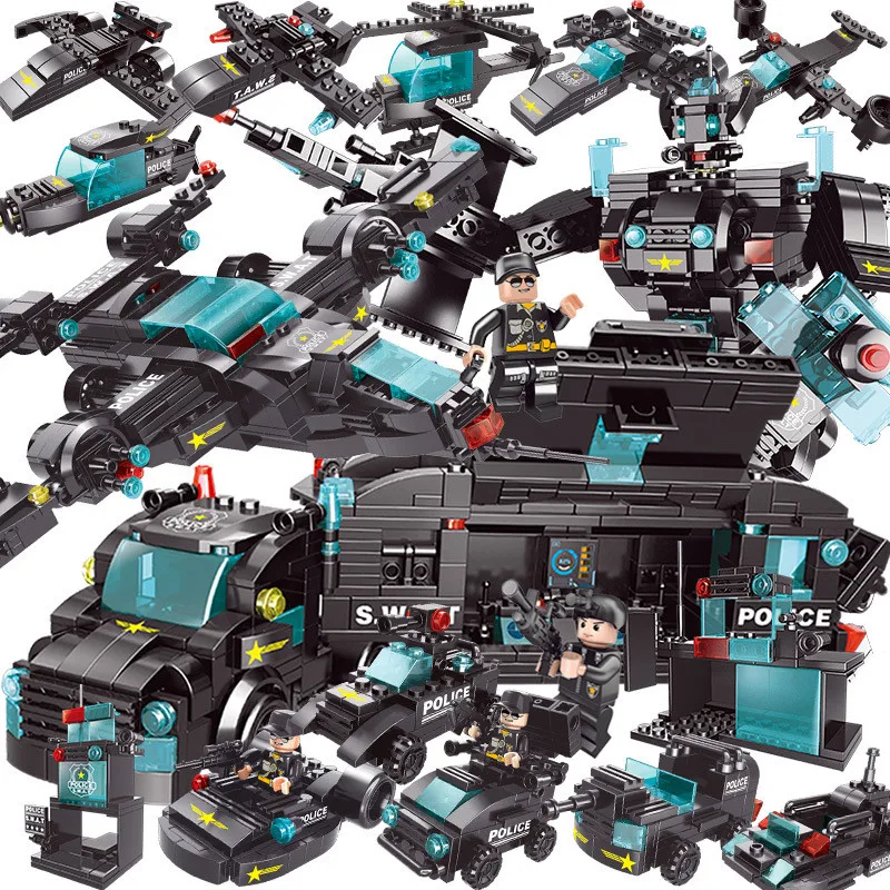 City Police SWAT ROBOT Toy Truck Military ARMY Tank LegoINGs Building Blocks Sets Technic Playmobil Kids Bricks Educational Toys