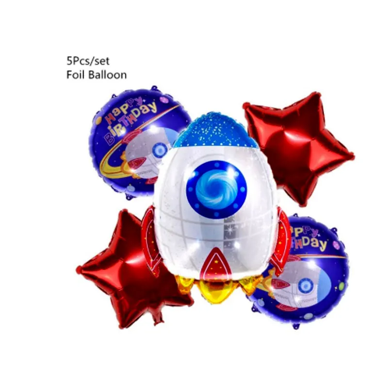 New space theme party astronaut rocket ship aluminum foil balloon Galaxy / sun plate paper cup straws birthday theme party - Цвет: balloon