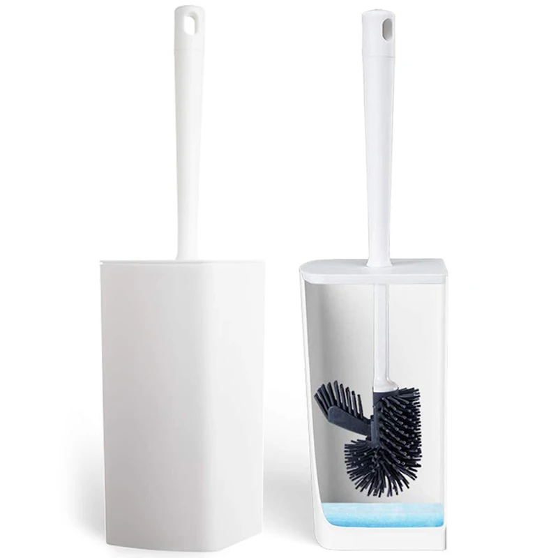 

Toilet Brush and Holder, Bathroom Toilet Bowl Brush Set, Silicone Toilet Cleaning Brush Kit with Soft Bristle (White)