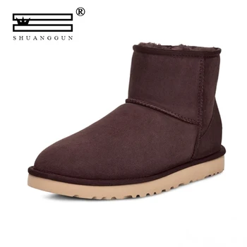 

New Fashion Men Boots High Quality Waterproof Non-slip Women Ankle Snow Boots Shoes Warm Fur Plush Hook & Loop Man Winter Shoes