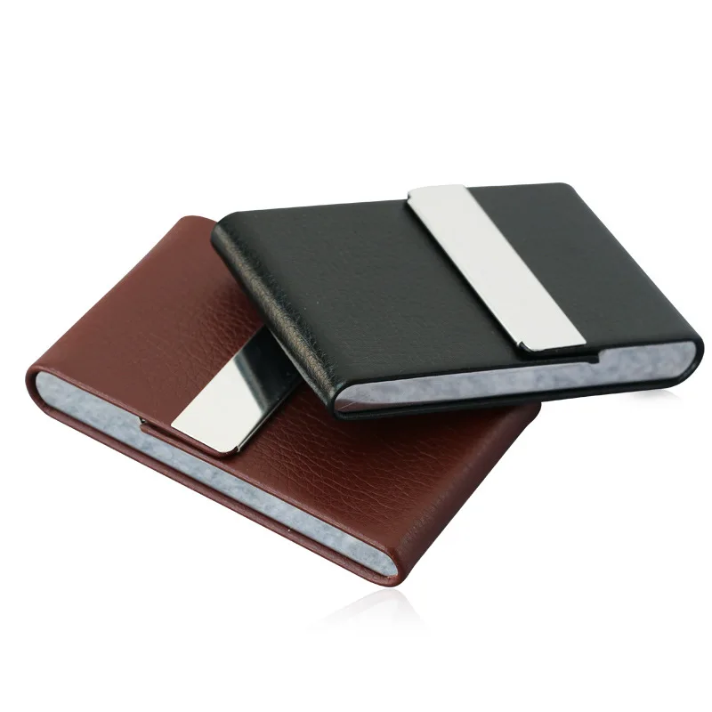 

Factory Wholesale Stainless Steel PU Card Case Aluminium Alloy Business Card Holder Creative Gifts Customizable Company Logo