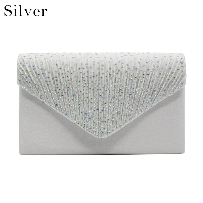 Sliver 2 SHUJIN, Женская вечерняя сумка, сумка-конверт с блестками, черная сумочка, сверкающие вечерние сумки, одноцветные свадебные клатчи, свадебные золотые сумочки - Цвет: Sliver 2