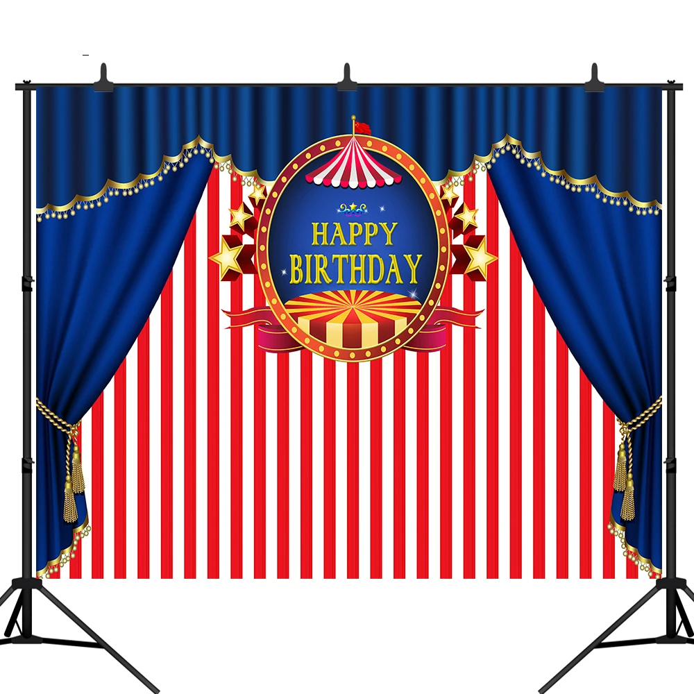 

Backdrop For Photography Circus Curtain Children Happy Birthday Photographic Photo Backgrounds Photocall Baby