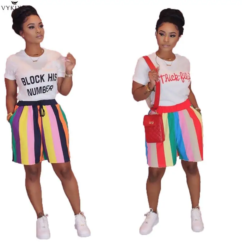 

Tracksuit Women Set Girl Summer Letter Print T-shirt+short Two Piece Set Suit Night Club Party 2 Pcs Sports Streetwear Sweatsuit