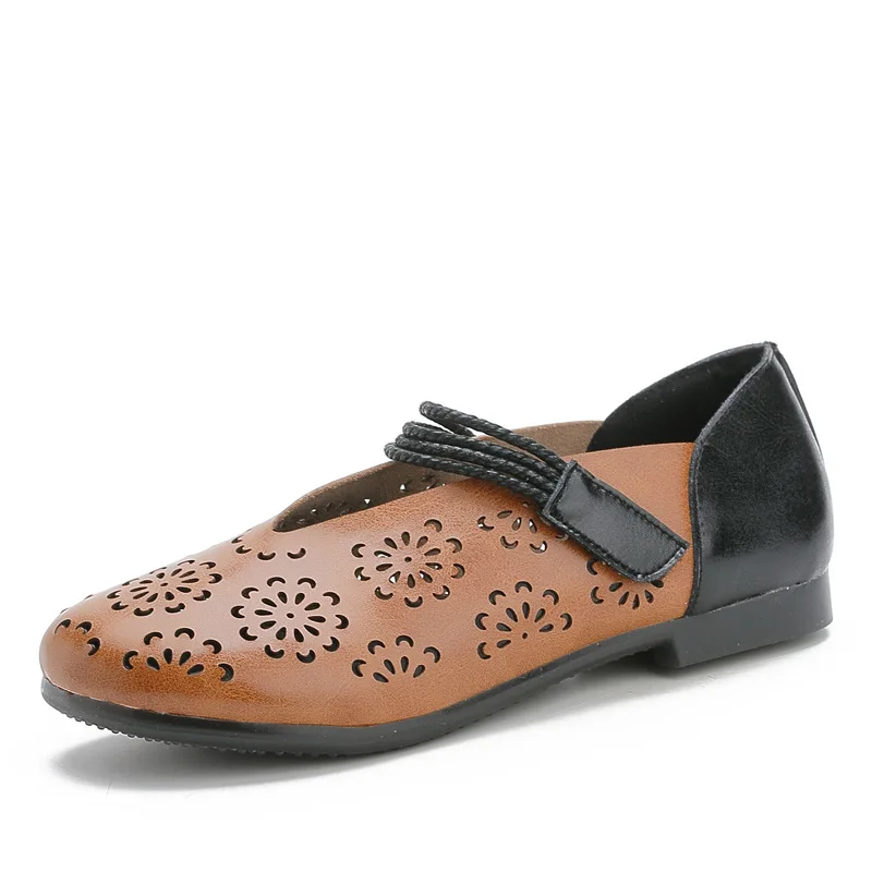Women Shoes Flats Large Size Genuine Leather Soft Sole Mother's Shoes