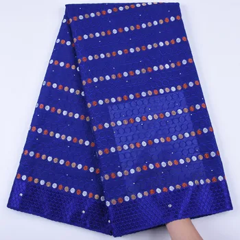 

Royal Blue Swiss Voile Lace In Switzerland With Stones African Dry Lace High Quality Nigerian Lace Fabric For Man Garment 1698B
