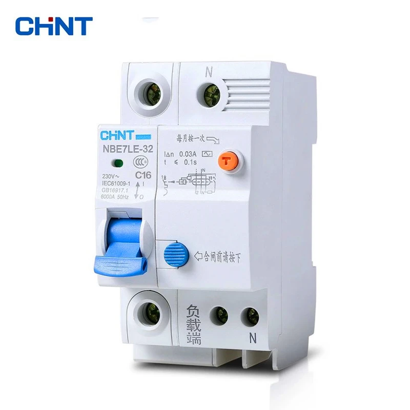 CHINT Leakage Switch Circuit Breaker NBE7LE 1P + N 16A 20A 25A 32A 40A 63A  Leakage Circuit Breaker Electric Shock Protector