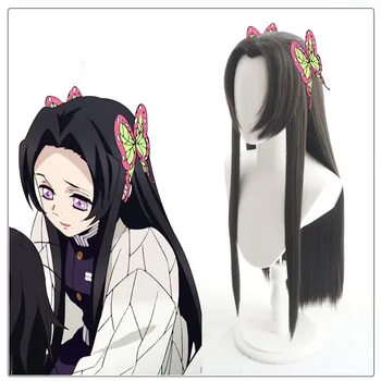 

2019 new Anime cosplay Demon Slayer Kimetsu no Yaiba Kochou Kanae Kochou Shinobu Wig suit makeup party clothing accessories