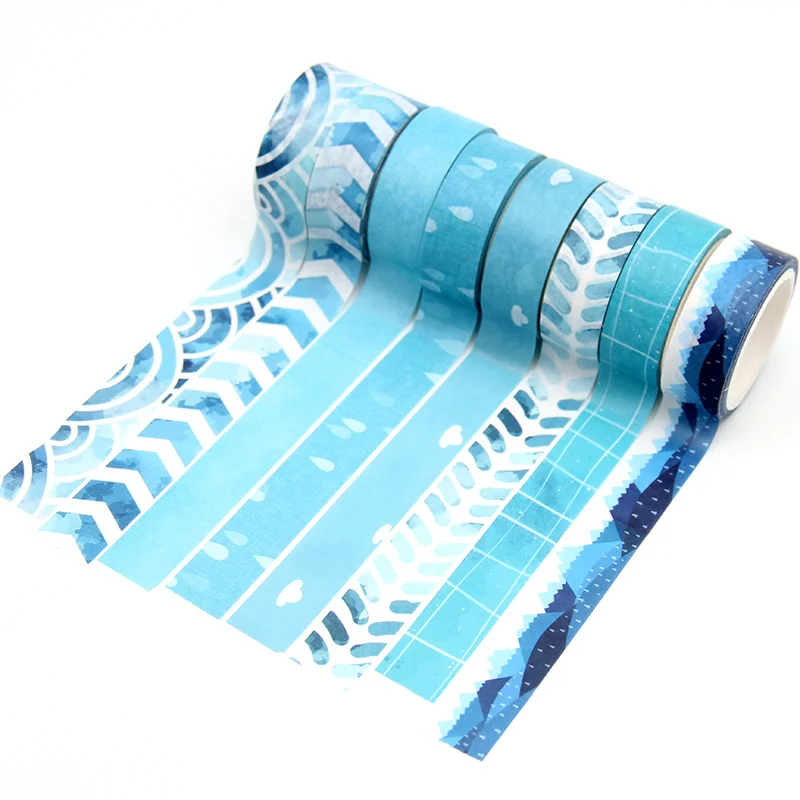 1 adet 15mm X 5m mavi okyanus yağmur tepe yaprakları şerit dekoratif