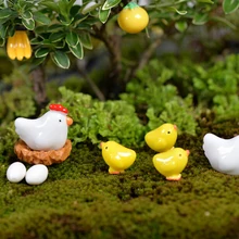Estatua de pastizales pequeña para decoración de plantas, nido de huevo de gallina, polluelo, adorno en miniatura para jardín de hadas, bricolaje, 2-13 Uds.