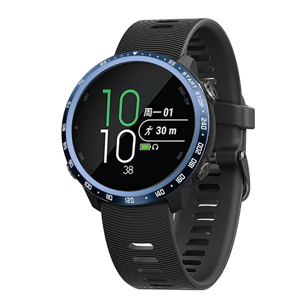 45# антицарапина нержавеющая рамка кольцо клейкая крышка чехол для Garmin Forerunner 645 Смарт часы аксессуары защитная рамка - Цвет: Blue