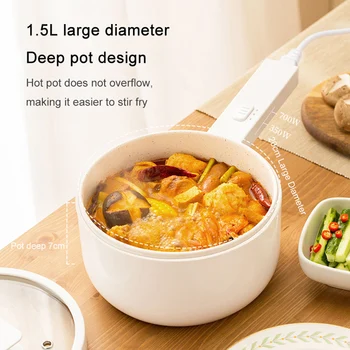 

1.5L Electric Cooking Pot Home Dormitory Electric Cooker Steamer Hot Pot Mini Multifunction Electric Cooking Machine Non-stick