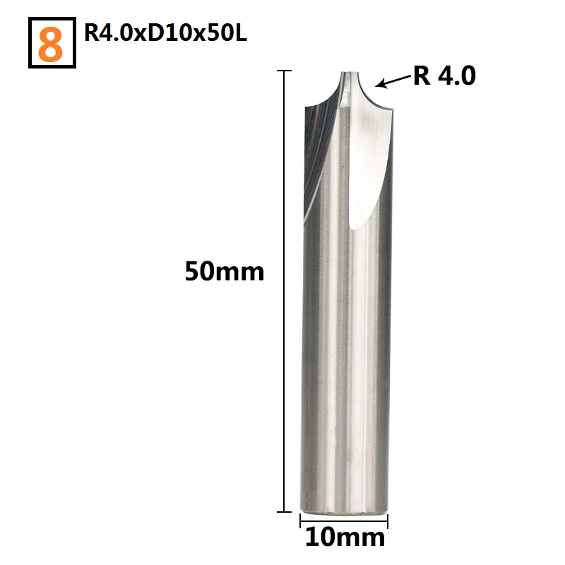 1 шт. R0.5-R5.0 угловая заземляющая Концевая мельница ЧПУ зенкер Концевая мельница твердосплавное торцевое фрезерование резак - Длина режущей кромки: R4xD10x50L