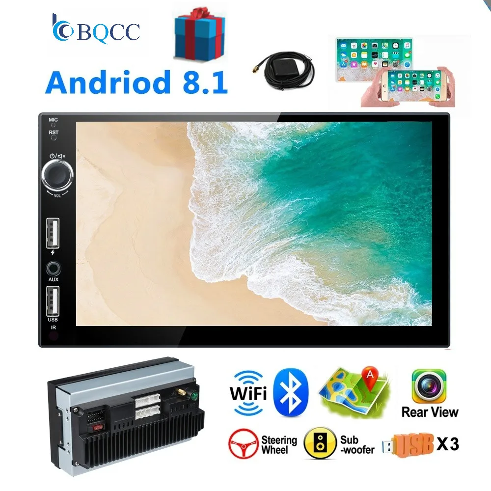 Android 8,1 автомобильный MP5 плеер авторадио 2 Din 7 \ HD 1080P сенсорный экран радио мультимедиа BT/FM/USB/gps навигация Wifi