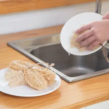 5Pcs/Set Natural Loofah Sponge Kitchen Cleaning Brush Dish Scrubber Irregular Superfine Fiber Washing Tools for Cup Pot Pan Bowl 1