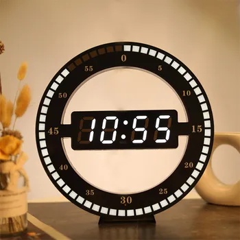 

Creative Living Room Wall Clock Mute Digital Electronic LED Simple Night Glow Round Minimalist Modern Wall Watch Home Decor