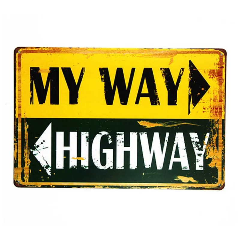 Жестяной знак My way highway металлический декор для одного самолета Настенная
