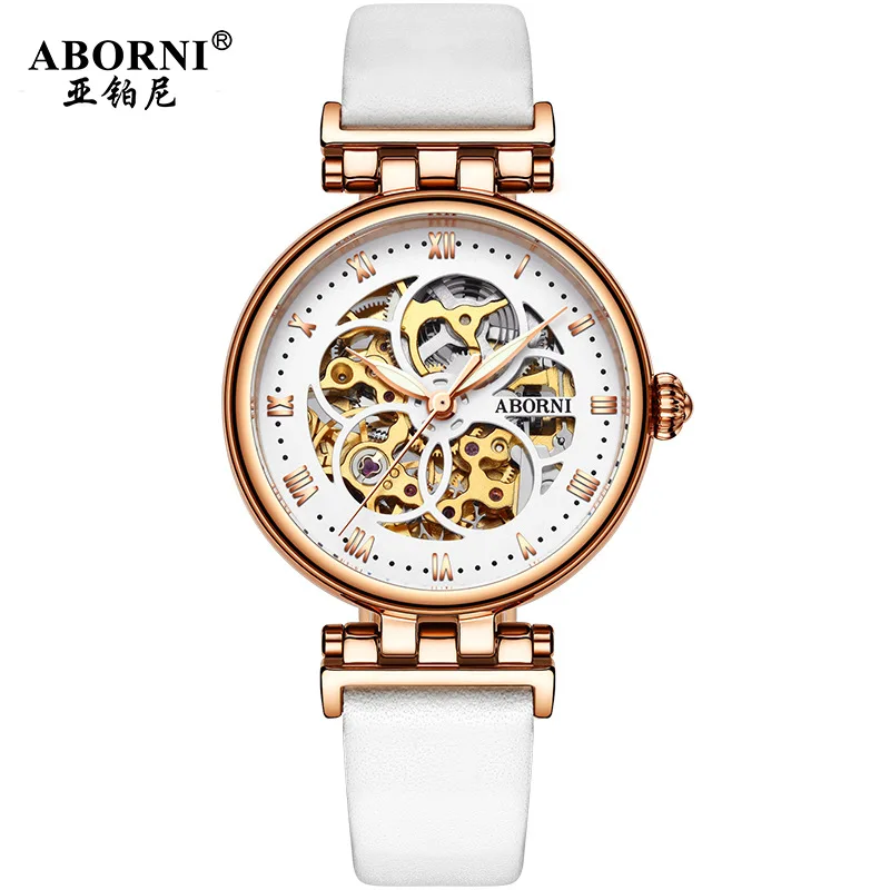 2021 Mechanical Watch Women Bracelet Watch Automatic Wristwatch Leather Stainless Steel Band Female Clock Chic Reloj Mujer 