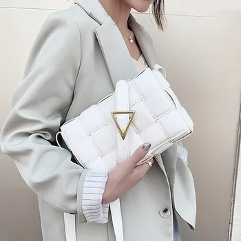 

Women Bag Padded Cassette Messenger Bag Designer Luxury Soft Leather Knitting Female Crossbody Shoulder Bag Dinner Clutch Purse