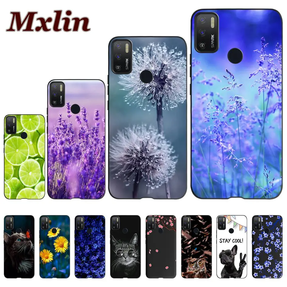 For Tecno Spark 5 Air Case 2020 Luxury Lavender Lemon Dandelion Flower Phone Cover 7.0" KD6 TPU Soft Cases | Мобильные телефоны