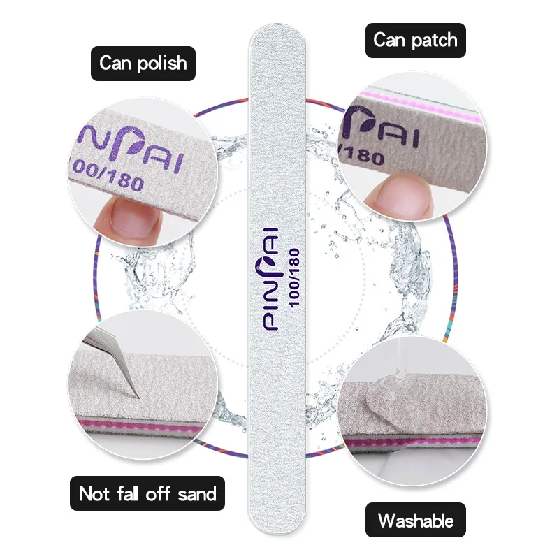 PinPai 100/180 г. Набор пилок для ногтей для маникюра, педикюра, буферный блок для маникюра, Типсы для дизайна ногтей, УФ-гель, полировальная пилка, двусторонний набор инструментов для ногтей