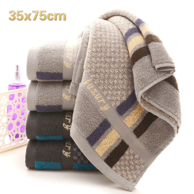 Men's Vintage Cotton Jacquard Striped Quality Washcloth Beach Sun Bath Sauna Towel Gym Running Sports Sweat Gifts Handkerchief