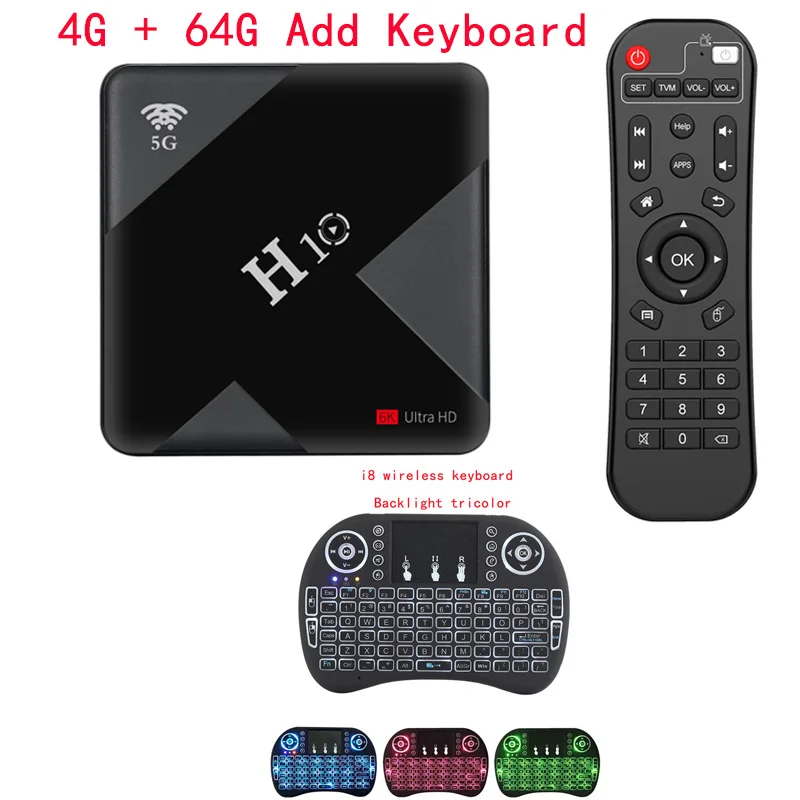 H10 Android 9,0 Smart tv Box 4G 64G 2,4& 5GHz двойной WiFi Allwinner H6 четырехъядерный USB 6K Netflix Google плеер Youtube медиаплеер