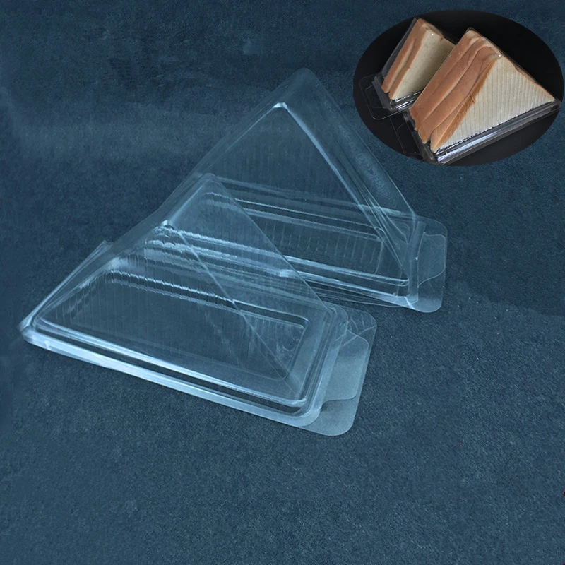 

LBSISI Life 100pcs Clear Plastic Sandwich Boxes Bread Sandwich Box Baking Food Plastic Wrap Bread Packing