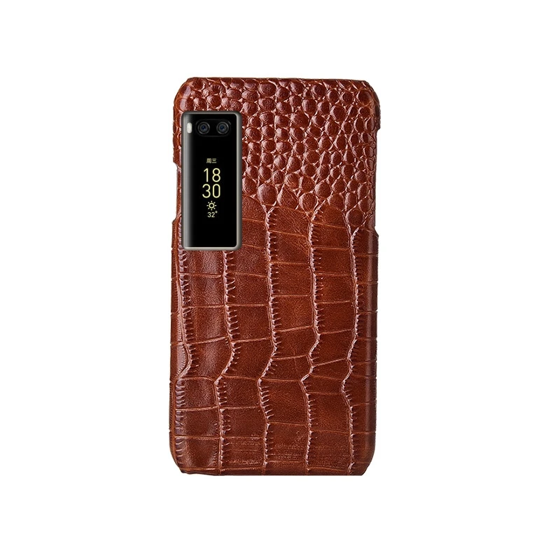 Кофе Топ из натуральной коровьей кожи чехол для телефона для Meizu Pro 7 Pro7 Plus чехол из крокодиловой кожи роскошный чехол - Цвет: Кофе