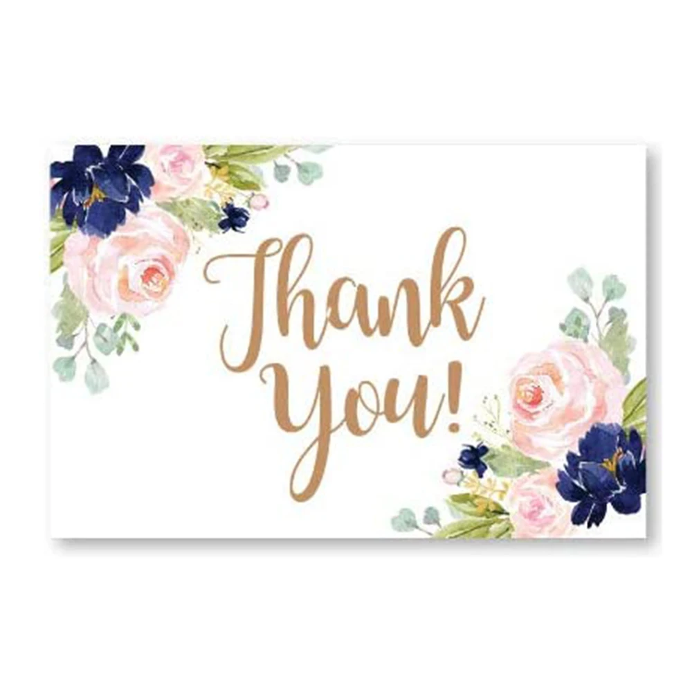 Rectangle flower card "Thank You" small gift message card writable 5.4x9cm decoration 10-30pcs message cards