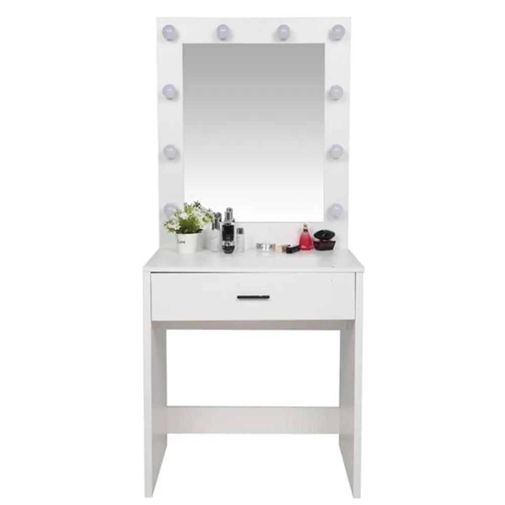 Fch Large Mirror Single Drawer Dressing Table With Light Cannon