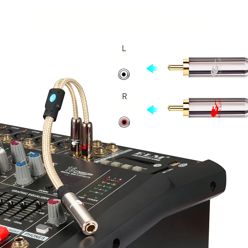 25cm Conversion Cable 6 35mm Female to Dual RCA Male for Headphone Guitar Mixing Console Amplifier Prmium Audio Cable