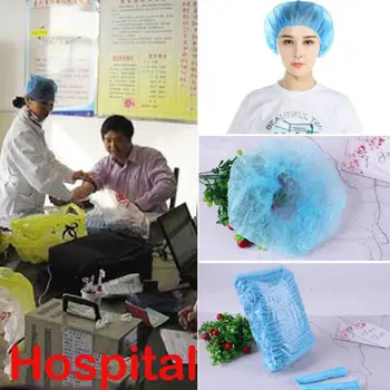 

100PCS Disposable Head Cover Mob Cap Hat Hair Net Non Woven Anti Dust Hats Set Women Men Bath Caps for Spa