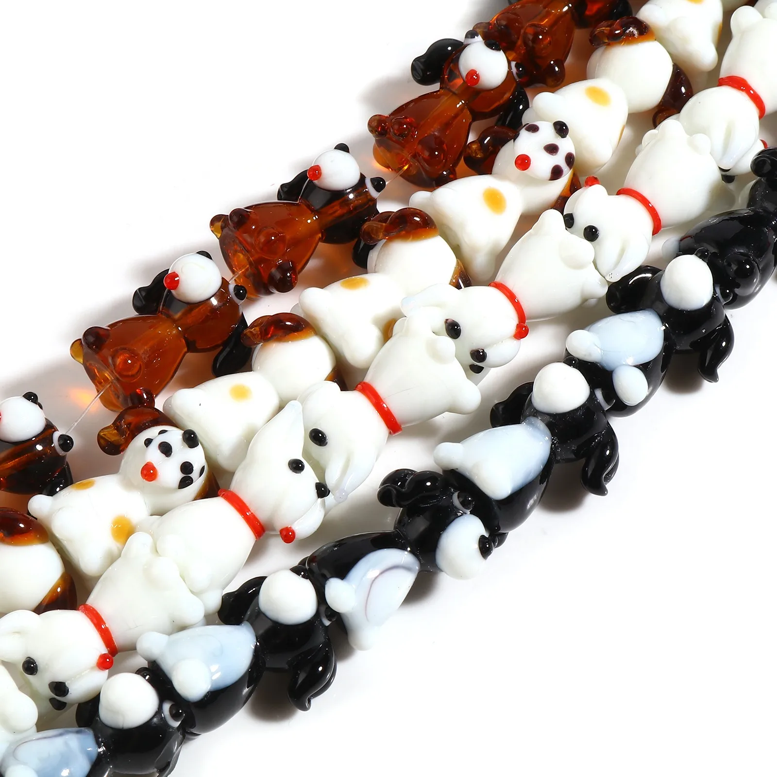 2pcs Lampwork Glass Beads Mulitcolor Dog Animal Cute Loose Spacer Beads Diy Making Necklace