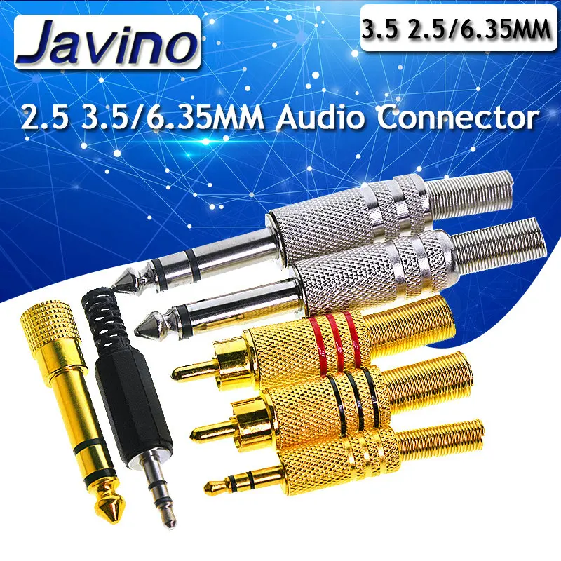 

2pcs 2.5 3.5/6.35MM Gold Plated RCA/AV Connector Plug Audio Male Mono dual stereo microphone plug welding line audio head