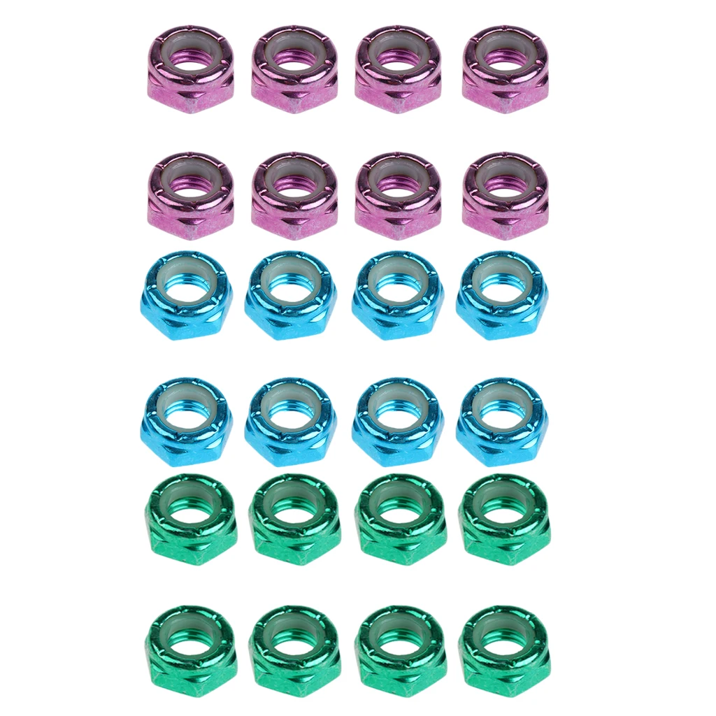 24Pcs Skateboard Truck Wheel Axle Screw Nuts Longboard Accessories