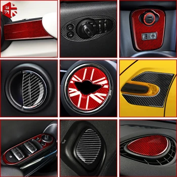 

For Mini Cooper F55 F56 Interior Real Carbon Fiber Central Control Cover Trim Decal Stickers Accessories