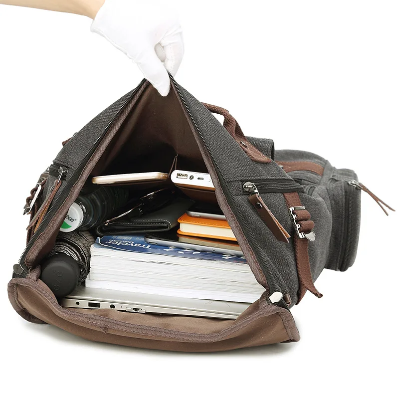 

Origional Brand Backpack Men's Postman Khaki inside Zip Pocket Canvas Whole Transaction Computer Backpack