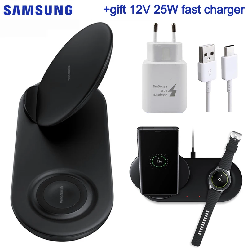 

Fast QI Wireless Charger Dual Pad EP-N6100 For Samsung Galaxy Note9 Watch Gear S2 S3 S4 Huawei Mate20 Pro Xiaomi 9 Iphone XR Max