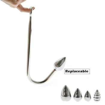 SM Toys Replaceable Stainless Steel Anal hook with beads hole metal butt plug anus fart putty slave Prostate Massager BDSM toys 2