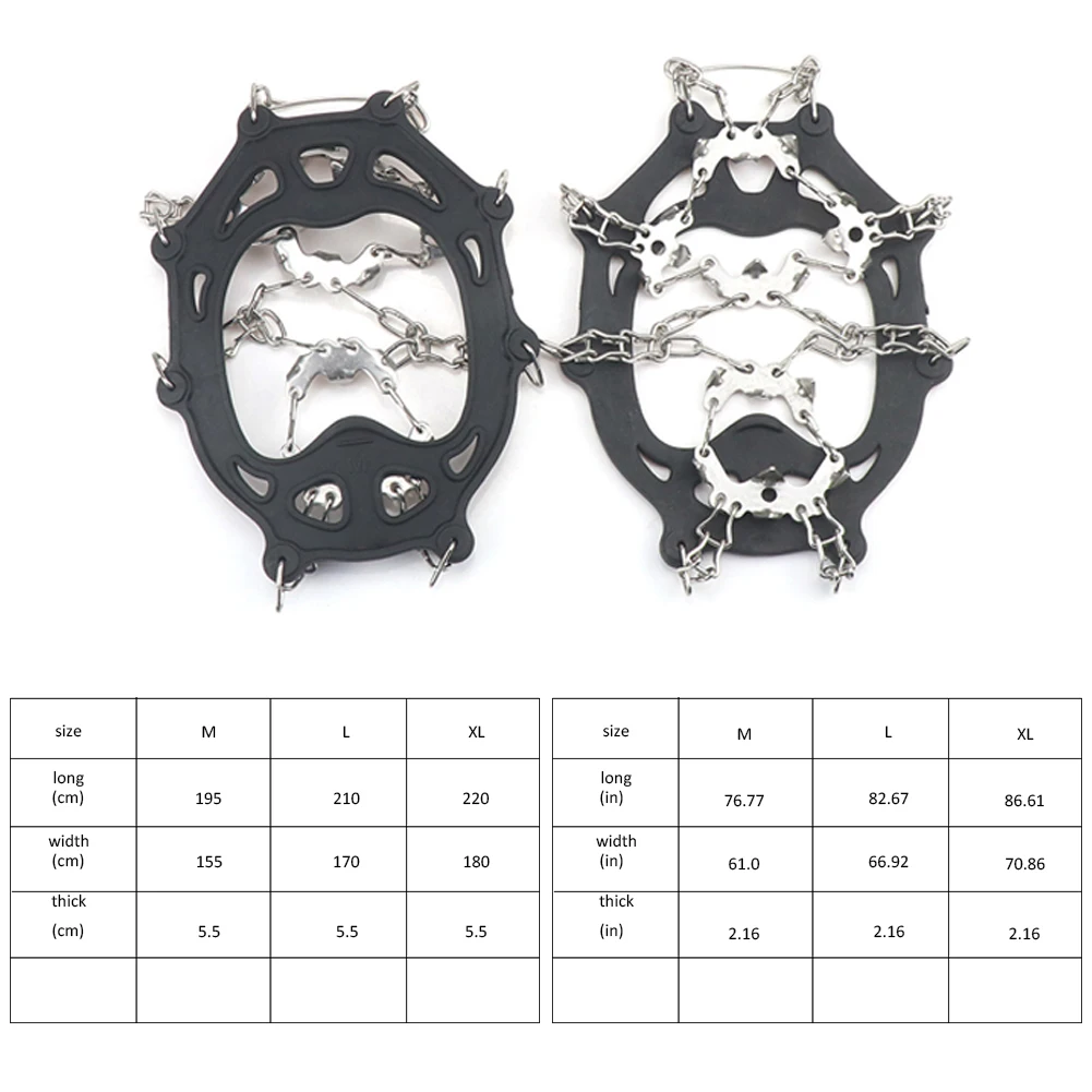 Stainless Steel 19 Teeth Universal Anti Slip Ice Snow Shoe Boot Grips Traction Cleats Crampon Spikes Crampons Ramponi Ice Crips